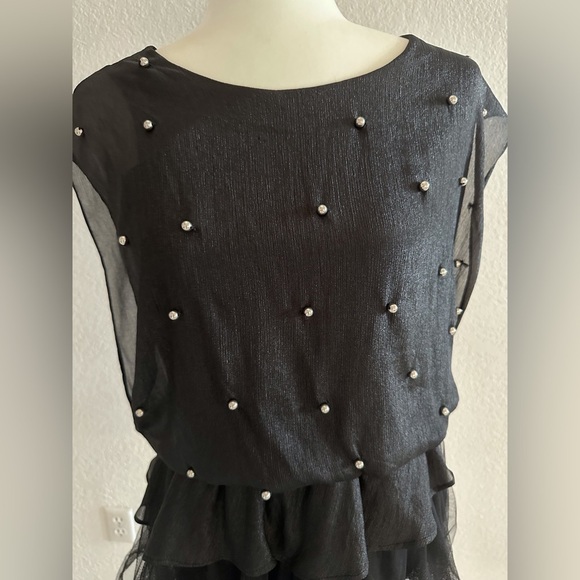 Elegant Black Blouse with Pearl Accents NWOT - Picture 8 of 10